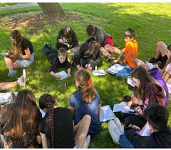 Middle schoolers exploring nature and the arts. 